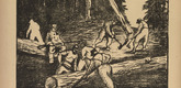 Carl Olof Petersen. French Prisoners at Work (Französische Gefangene bei der Arbeit) (plate, p. 256) from the periodical Kriegszeit. Künstlerflugblätter, vol. 1, no. 64/65 (March 1916). 1916
