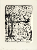 Otto Mueller. Five Girls by a Pond in the Woods (1) [Fünf Mädchen am Waldteich (2)]. (c. 1919)
