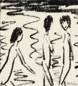 Otto Mueller. Five Girls by a Pond in the Woods (1) [Fünf Mädchen am Waldteich (2)]. (c. 1919)
