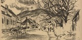 Friedrich Tischler. Kraljevo (headpiece, p. 257) from the periodical Kriegszeit. Künstlerflugblätter, vol. 1, no. 64/65 (March 1916). 1916