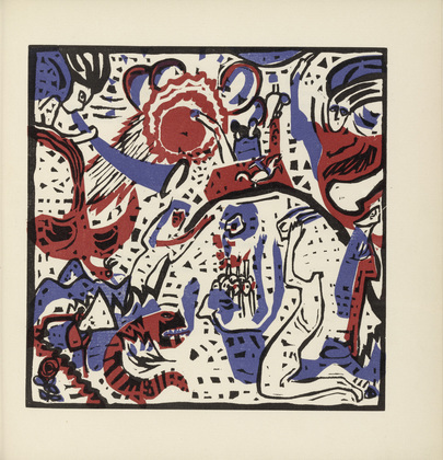 Vasily Kandinsky. Great Resurrection (Grosse Auferstehung) (plate, folio 52) from Klänge (Sounds). (1913)