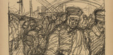 Otto Hamel. Transport of the Wounded (Verwundeteten-Transport) (plate, p. 258) from the periodical Kriegszeit. Künstlerflugblätter, vol. 1, no. 64/65 (March 1916). 1916