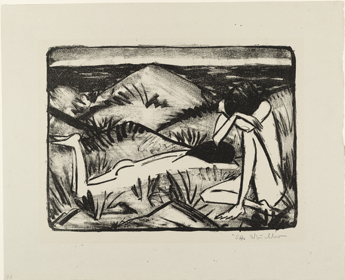Otto Mueller. Two Girls in the Dunes at Sylt (Zwei Mädchen in den Dünen, Sylt). (1920-24)