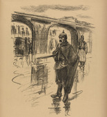 Max Liebermann. Keeping Watch at the Bridge (Brückenwache) (plate, p. 259) from the periodical Kriegszeit. Künstlerflugblätter, vol. 1, no. 64/65 (March 1916). 1916