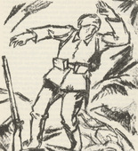 Karl Caspar. Untitled (Hit Soldier) (plate, [p. 173]) from the periodical  Zeit-Echo. Ein Kriegs-Tagebuch der Künstler, vol. 1, no. 12 (Apr 1915). 1915