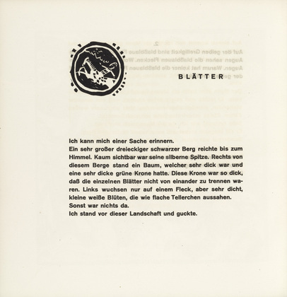 Vasily Kandinsky. Vignette next to "Leaves" (Vignette bei "Blätter") (plate, folio 52) from Klänge (Sounds). (1913)