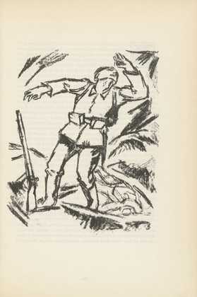 Karl Caspar. Untitled (Hit Soldier) (plate, [p. 173]) from the periodical  Zeit-Echo. Ein Kriegs-Tagebuch der Künstler, vol. 1, no. 12 (Apr 1915). 1915