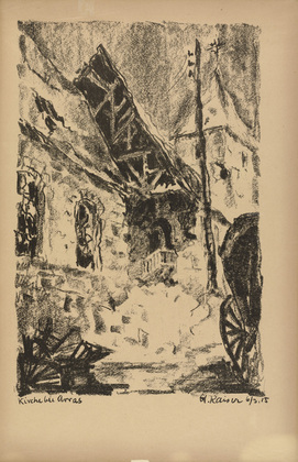 Hermann Kaiser. Church Near Arras (Kirche bei Arras) (plate, p. 261) from the periodical Kriegszeit. Künstlerflugblätter, vol. 1, no. 64/65 (End of March 1916). 1916