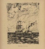Ulrich Hübner. Bringing in a Prize (Einbringen einer Prise) (in-text plate, p. 262) from the periodical Kriegszeit. Künstlerflugblätter, vol. 1, no. 64/65 (End of March 1916). 1916