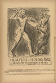 Max Liebermann. Hercules-Hindenburg Slays the Russian Bear (Herkules-Hindenburg erschlägt den russischen Bären)  (in-text plate, p. 24) from the periodical Kriegszeit. Künstlerflugblätter, vol. 1, no. 6 (30 Sept 1914). 1914