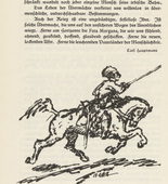 René Beeh. Untitled (Cossack on Horse) (tailpiece, p. 204) from the periodical  Zeit-Echo. Ein Kriegs-Tagebuch der Künstler, vol. 1, no. 14 (May 1915). 1915