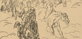 Wilhelm Trübner. Greeting of the Valkyries (Walkürengruß) (plate, p. 27) from the periodical Kriegszeit. Künstlerflugblätter, vol. 1, no. 7 (7 Oct 1914). 1914