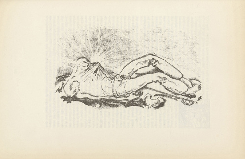 Willi Geiger. Untitled (Fallen Warrior) (plate, [p. 227]) from the periodical  Zeit-Echo. Ein Kriegs-Tagebuch der Künstler, vol. 1, no. 15 (May 1915). 1915