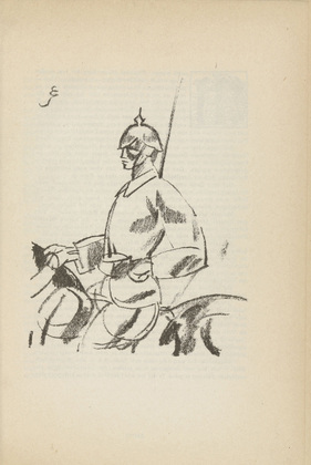 Edwin Scharff. Cavalryman (Schwerer Reiter) (plate, [p. 233]) from the periodical  Zeit-Echo. Ein Kriegs-Tagebuch der Künstler, vol. 1, no. 16 (June 1915). 1915