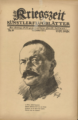 Friedrich Feigl. Von Stein, Infantry General (Von Stein, Infantriegeneral) (in-text plate, p. 33) from the periodical Kriegszeit. Künstlerflugblätter, vol. 1, no. 9 (21 Oct 1914). 1914