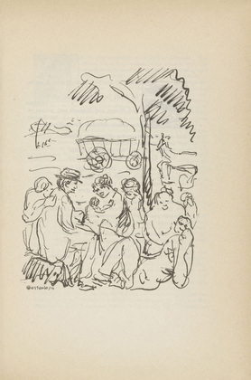 Wilhelm Oesterle. Untitled (Refugees) (plate, [p. 241]) from the periodical  Zeit-Echo. Ein Kriegs-Tagebuch der Künstler, vol. 1, no. 16 (June 1915). 1915
