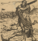 Wilhelm Oesterle. I am the Sword (Ich bin das Schwert)  (headpiece, p. 34) from the periodical Kriegszeit. Künstlerflugblätter, vol. 1, no. 9 (21 Oct 1914). 1914