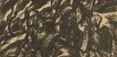 Otto Hettner. Destroyed Battery (Zerschossene Batterie) (plate, p. 35) from the periodical Kriegszeit. Künstlerflugblätter, vol. 1, no. 9 (21 Oct 1914). 1914