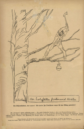 Alice Trübner. Ferdinand Hodler, the Woodcutter (Der Holzfäller Ferdinand Hodler) (in-text plate, p. 32) from the periodical Kriegszeit. Künstlerflugblätter, vol. 1, no. 9 (21 Oct 1914). 1914