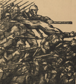 Otto Hettner. The First Flag (Die erste Fahne) (plate, p. 3) from the periodical Kriegszeit. Künstlerflugblätter, vol. 1, no. 1 (31 Aug 1914). 1914