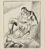 Edwin Scharff. Untitled (Warrior Resting) (plate, [p. 13]) from the periodical  Zeit-Echo. Ein Kriegs-Tagebuch der Künstler, vol. 1, no. 2 (Sept 1914). 1914