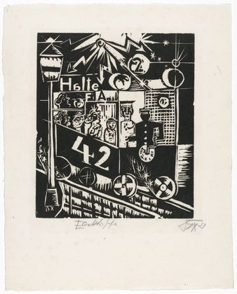 Otto Dix. Streetcar (Elektrische) from the portfolio Nine Woodcuts (Neun Holzschnitte). (1920, dated 1921, published 1922)