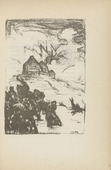 Julius W. Schülein. Untitled (Burning Village) (plate, [p. 281]) from the periodical  Zeit-Echo. Ein Kriegs-Tagebuch der Künstler, vol. 1, no. 19 (July 1915). 1915