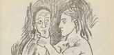 Oskar Kokoschka. Untitled (Male and Female Nude, Seated) (plate, [p. 297]) from the periodical  Zeit-Echo. Ein Kriegs-Tagebuch der Künstler, vol. 1, no. 20 (Aug 1915). 1915