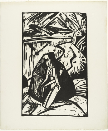 Erich Heckel. Woman Kneeling Near a Rock (Kniende am Stein) from the portfolio Eleven Woodcuts, 1912-1919 (Elf Holzschnitte, 1912-1919). 1913 (published 1921)