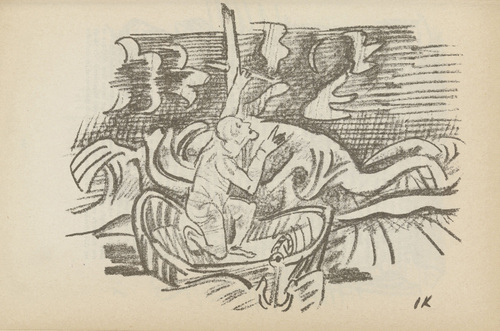 Oskar Kokoschka. Untitled (Man in Boat) (plate, [p. 303]) from the periodical  Zeit-Echo. Ein Kriegs-Tagebuch der Künstler, vol. 1, no. 20 (Aug 1915). 1915