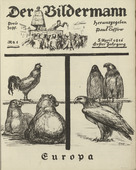 August Gaul. Europe (Europa) (front cover, folio 2) from the periodical Der Bildermann, vol. 1, no. 1 (Apr 1916). 1916