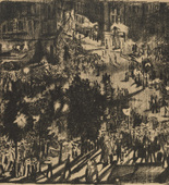 Max Oppenheimer (MOPP). Victory News (Siegesnachrichten) (headpiece, p. 4) from the periodical Kriegszeit. Künstlerflugblätter, vol. 1, no. 1 (31 Aug 1914). 1914