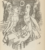 Oskar Kokoschka. Untitled (Sun Over a Bird-like Couple) (plate, [p. 305]) from the periodical  Zeit-Echo. Ein Kriegs-Tagebuch der Künstler, vol. 1, no. 20 (Aug 1915). 1915