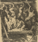 Georg Greve-Lindau. Nighttime Spadework (Nächtliche Pionierarbeit) (plate, p. 46) from the periodical Kriegszeit. Künstlerflugblätter, vol. 1, no. 12 (11 Nov 1914). 1914