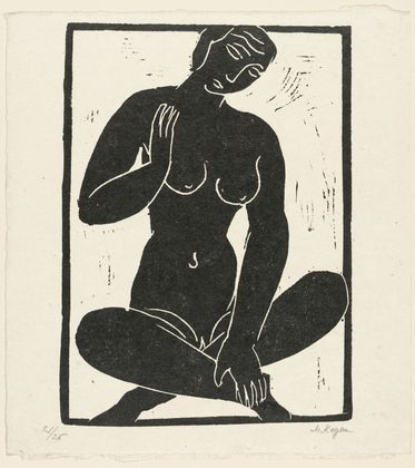 Moissey Kogan. Cross-Legged Female Nude (Weiblicher Akt im Schneidersitz). (c. 1927-28)