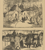 Rudolf Grossmann. Hospital Barracks in Berlin (Berliner Baracken-Lazarett) (in-text plate, p. 52) from the periodical Kriegszeit. Künstlerflugblätter, vol. 1, no. 13 (18 Nov 1914). 1914