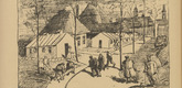 Rudolf Grossmann. Hospital Barracks in Berlin (Berliner Baracken-Lazarett) (in-text plate, p. 52) from the periodical Kriegszeit. Künstlerflugblätter, vol. 1, no. 13 (18 Nov 1914). 1914