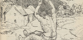 Adolf Ferdinand Schinnerer. Untitled (Man Sitting in Front of Landscape) (plate, [p. 331]) from the periodical  Zeit-Echo. Ein Kriegs-Tagebuch der Künstler, vol. 1, no. 22 (Sept 1915). 1915