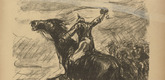 Max Liebermann. Now We Will Thrash Them (Jetzt wollen wir sie dreschen) (in-text plate, p. 5) from the periodical Kriegszeit. Künstlerflugblätter, vol. 1, no. 2 (7 Sept 1914). 1914