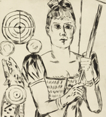 Max Beckmann. Shooting Gallery (Schiessbude) for the portfolio Annual Fair (Jahrmarkt). (1921)