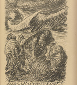 Ernst Barlach. Lie Storms, Lie (lügt Stürme lügt) (plate, p. 57) from the periodical Kriegszeit. Künstlerflugblätter, vol. 1, no. 14 (25 Nov 1914). 1914