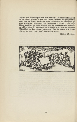 Max Unold. Untitled (Execution) (tailpiece, p. 22) from the periodical  Zeit-Echo. Ein Kriegs-Tagebuch der Künstler, vol. 1, no. 2 (Sept 1914). 1914