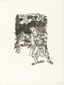 Oskar Kokoschka. Traveler in a Thunderstorm (Der Wanderer im Gewitter) (plate 3) from  O Eternity - Thou Word of Thunder (Bach Cantata) [O Ewigkeit - Du Donnerwort (Bachkantate)]. (1914, published 1916)