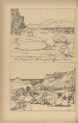 August Gaul. From Serbia and Montenegro's Better Days (Aus Serbien und Montenegros besseren Tagen) (plate, p. 60) from the periodical Kriegszeit. Künstlerflugblätter, vol. 1, no. 15 (2 Dec 1914). 1914
