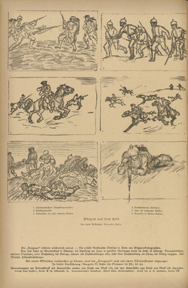 Alexander Kolde. Sketches from the Field (Skizzen aus dem Feld) (in-text plate, p. 62) from the periodical Kriegszeit. Künstlerflugblätter, vol. 1, no. 15 (2 Dec 1914). 1914
