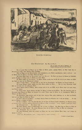 Rudolf Grossmann. Polish Refugees (Polnische Flüchtlinge) (headpiece, p. 64) from the periodical Kriegszeit. Künstlerflugblätter, vol. 1, no. 16 (9 Dec 1914). 1914