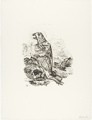 Oskar Kokoschka. The Eagle ("Blessed are the Dead") [Der Adler ("Selig sind die Toten)] (plate 9) from  O Eternity - Thou Word of Thunder (Bach Cantata) [O Ewigkeit - Du Donnerwort (Bachkantate)]. (1914, published 1916)