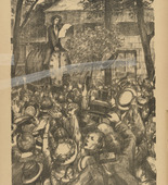 Hans Baluschek. Messenger of Victory on the Public Clock (Der Siegesbote auf der Normaluhr) (plate, p. 6) from the periodical Kriegszeit. Künstlerflugblätter, vol. 1, no. 2 (7 Sept 1914). 1914