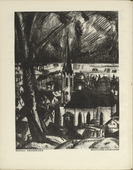 Rudolf Grossmann. German Town (Deutsches Städtchen) (plate, folio 6 verso) from the periodical Der Bildermann, vol. 1, no. 3 (May 1916). 1916