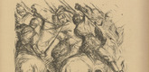 Georg Greve-Lindau. Cavalry Battle (Reitergefecht) (in-text plate, p. 67) from the periodical Kriegszeit. Künstlerflugblätter, vol. 1, no. 17 (16 Dec 1914). 1914